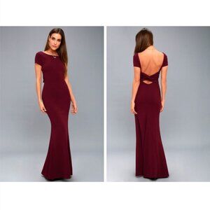 Lulus Twist Back Mermaid Backless Maxi Dress in Burgundy